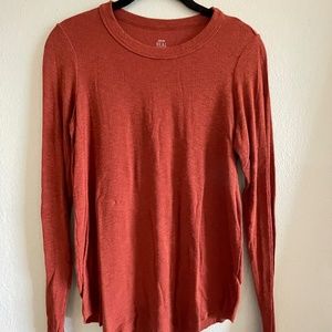 Aerie Real Soft Burnt Orange Long Sleeve Shirt